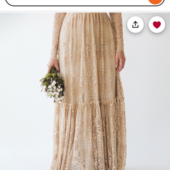 Boho lace champagne/off white wedding dress - Picture 3 of 5